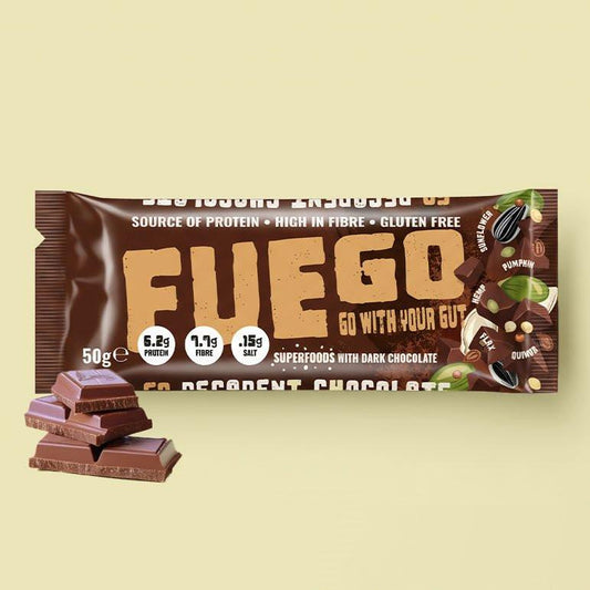 Decadent Chocolate Gut Health Fibre Bar (8 or 12 Pack) - fuegobars