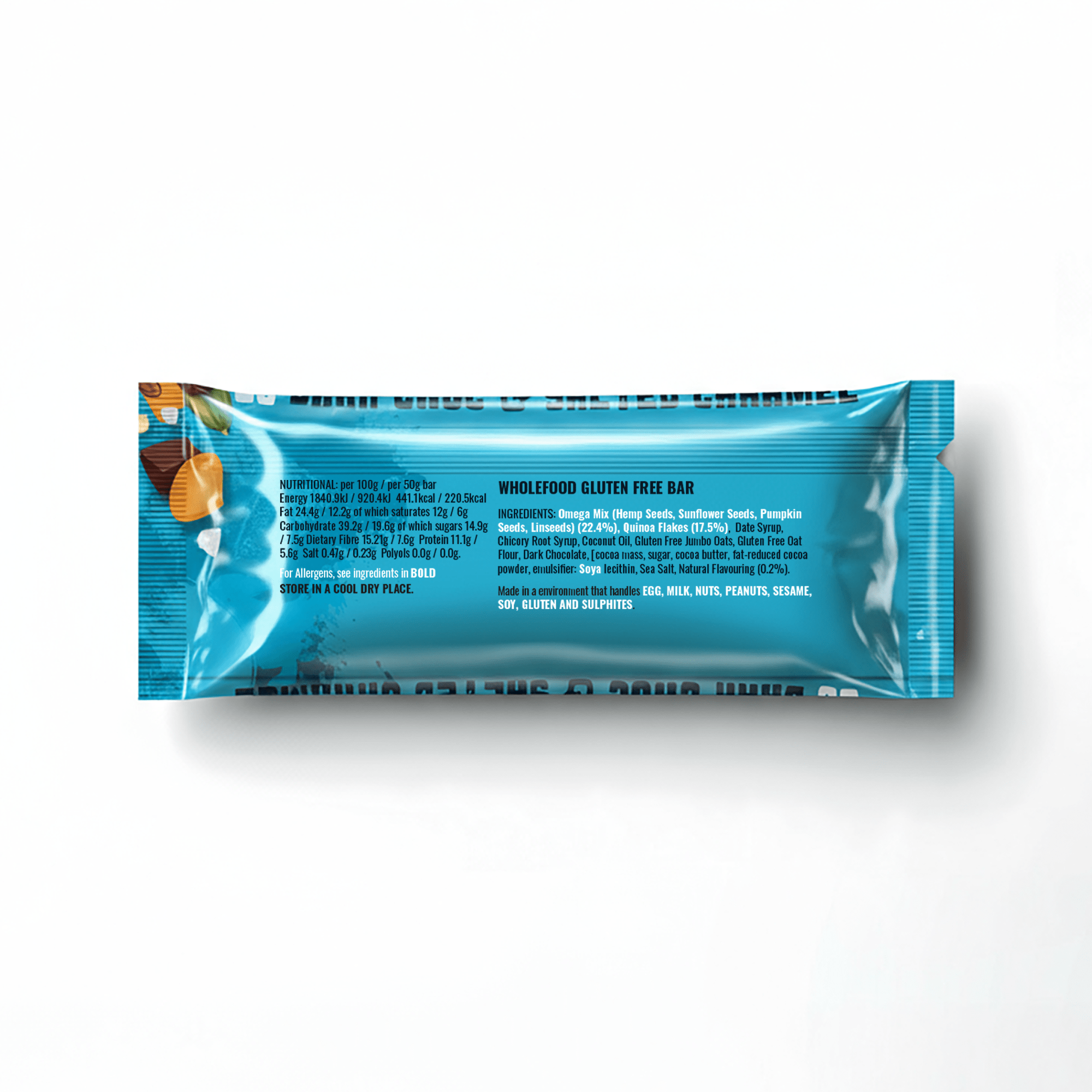 16 Dark Choc & Salted Caramel Superfood Fibre Bar - fuegobars