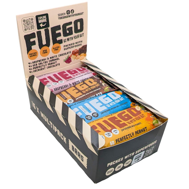 16 Mixed Flavours Superfood Fibre Bars - fuegobars
