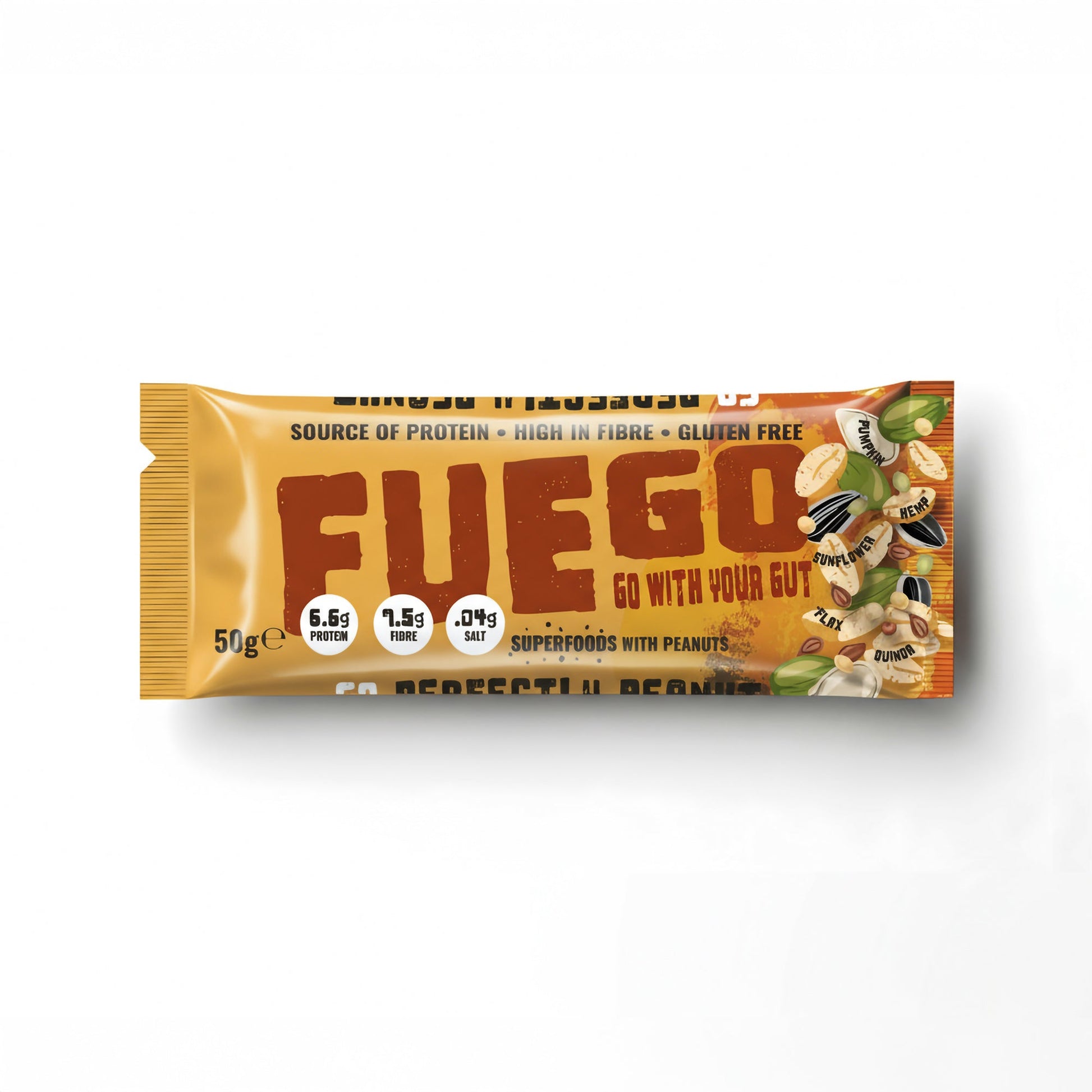 16 Perfectly Peanut Superfood Fibre Bars - fuegobars