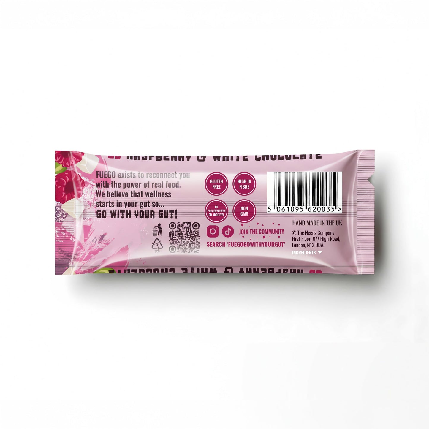 16 Raspberry & White Choc Superfood Fibre Bars - fuegobars