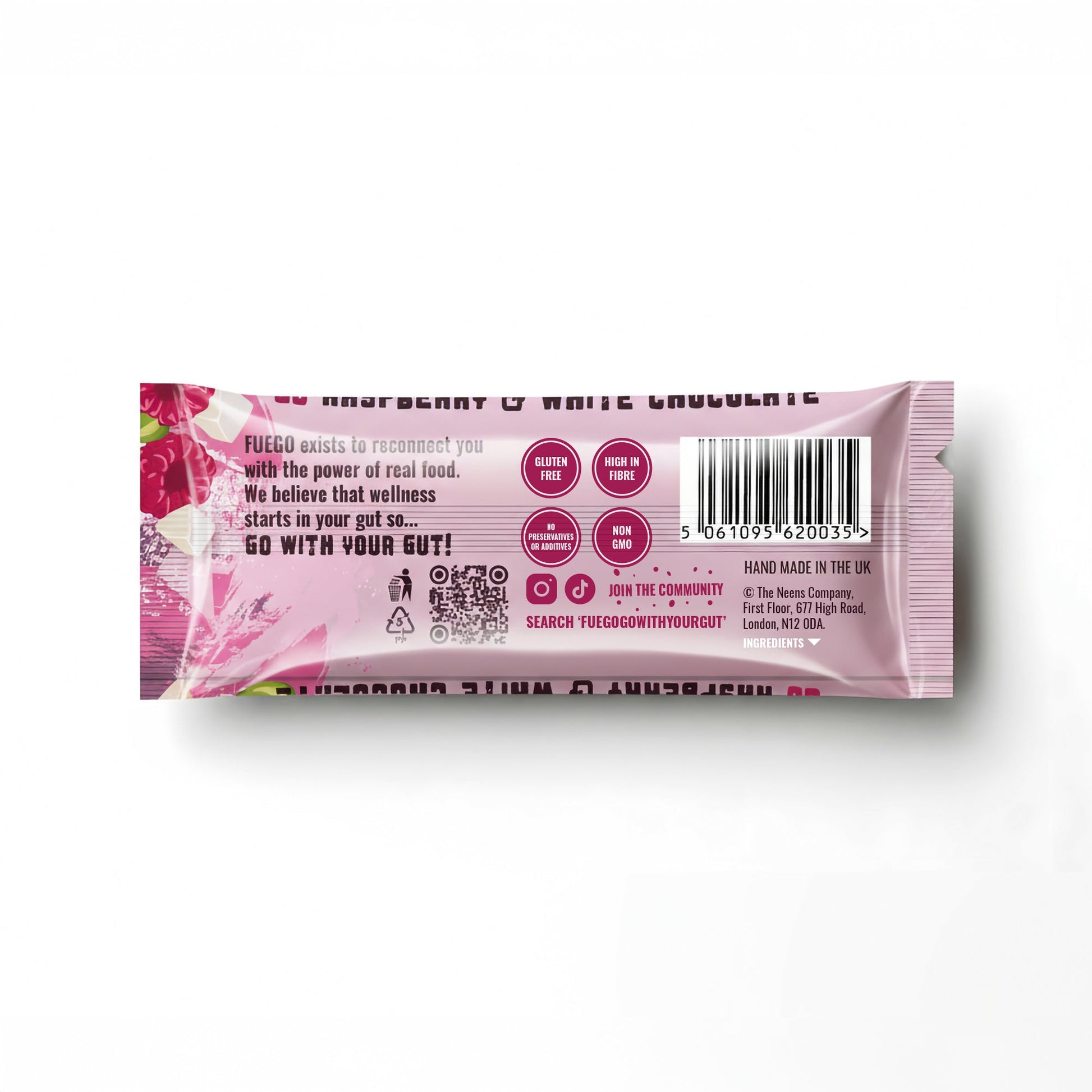 16 Raspberry & White Choc Superfood Fibre Bars - fuegobars