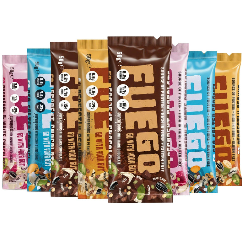8 Mixed Flavours Superfood Fibre Bars - fuegobars