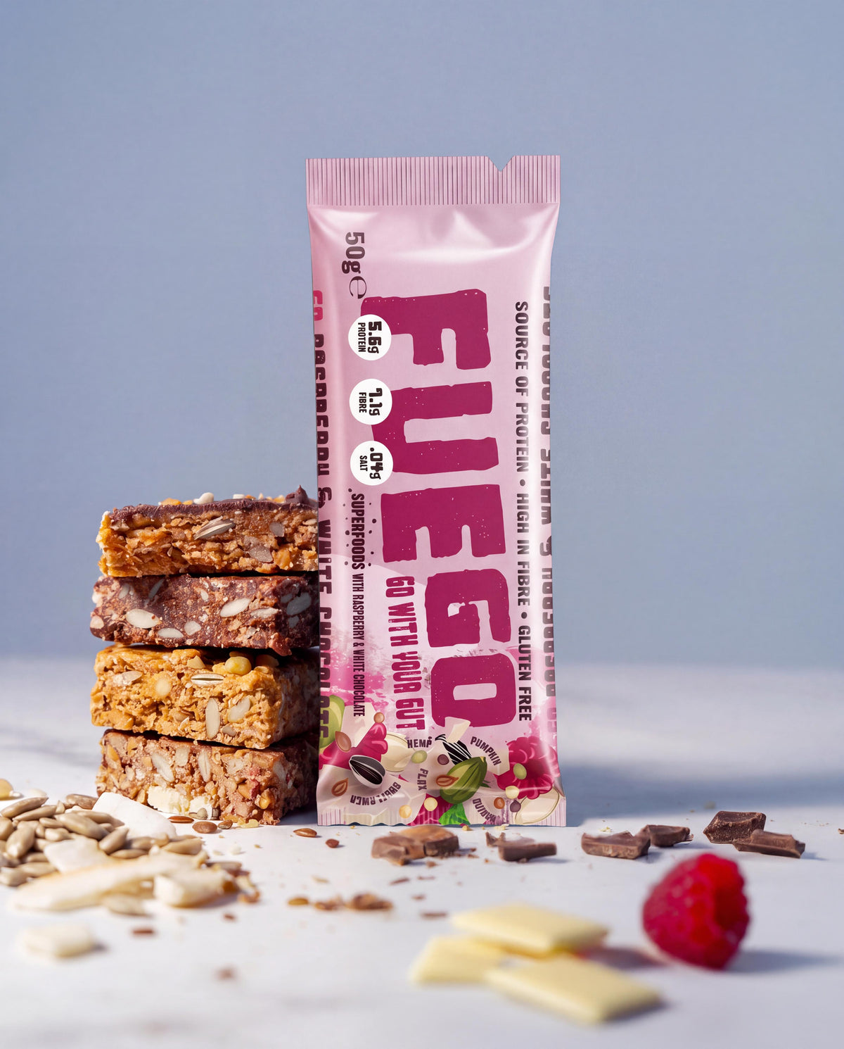 RASPBERRY & WHITE CHOC - GUT HEALTH FIBRE BAR