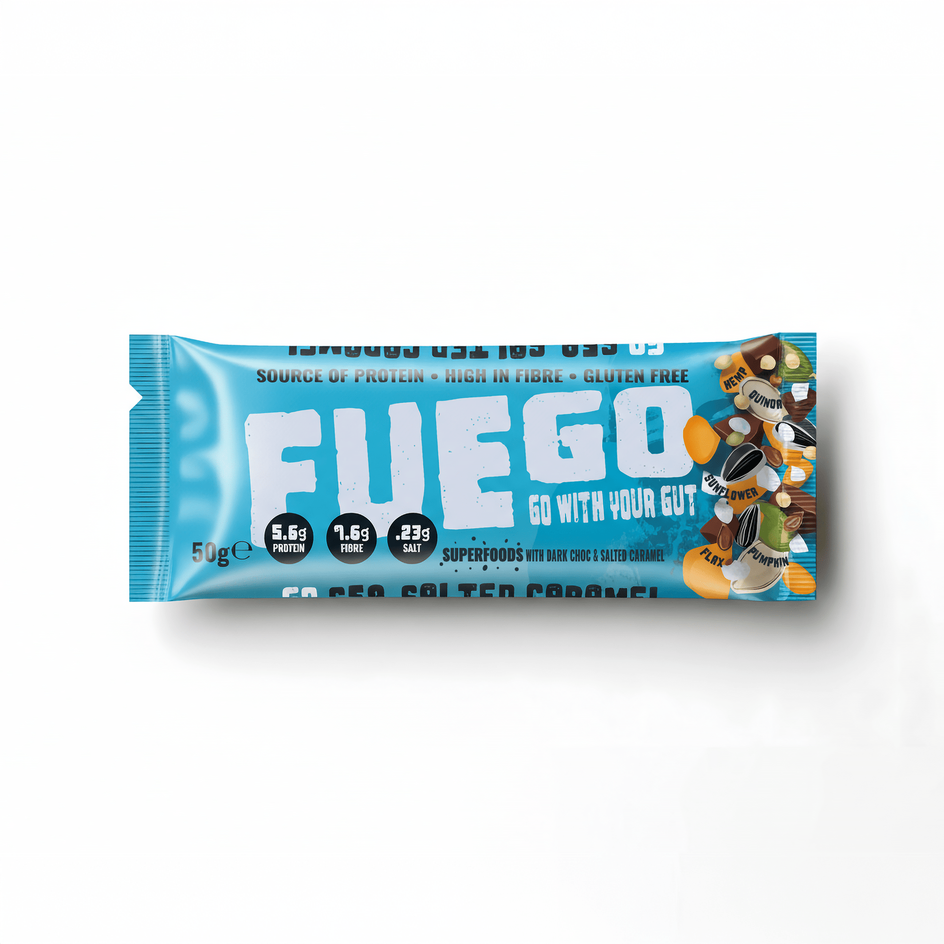 Chocolate & Sea Salted Caramel Health Bar – 50g - fuegobars
