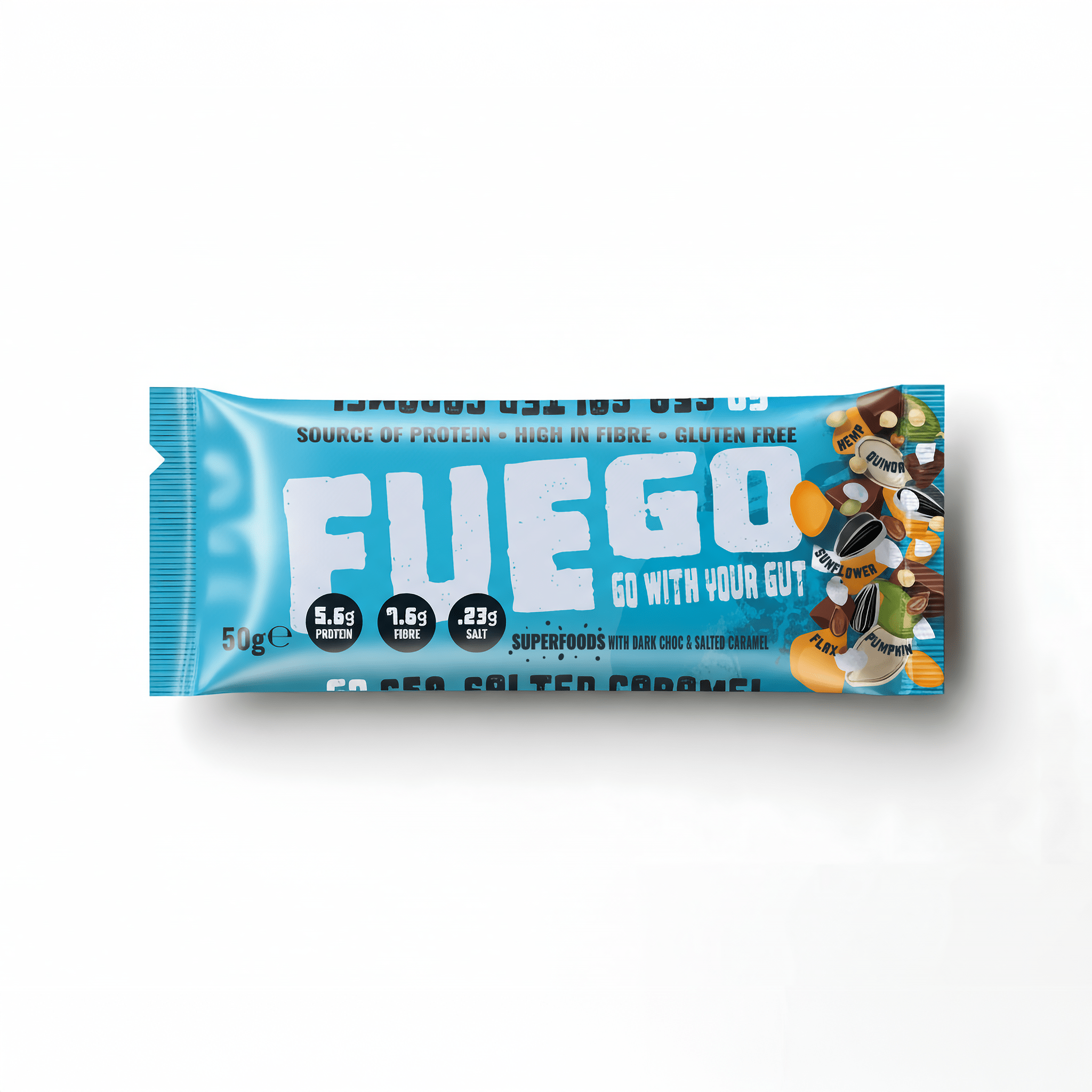 Chocolate & Sea Salted Caramel Health Bar – 50g - fuegobars