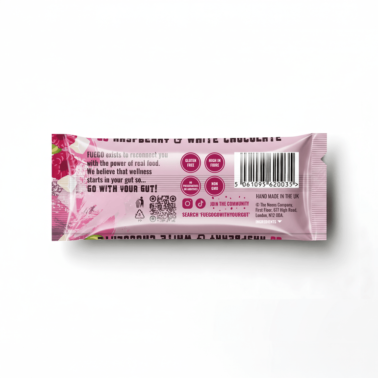 Fruity & Vibrant Raspberry Health Bar – 50g - fuegobars