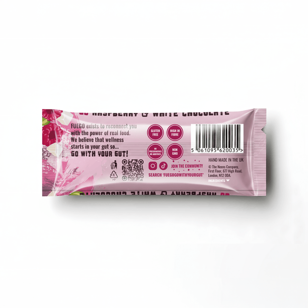 Fruity & Vibrant Raspberry Health Bar – 50g - fuegobars