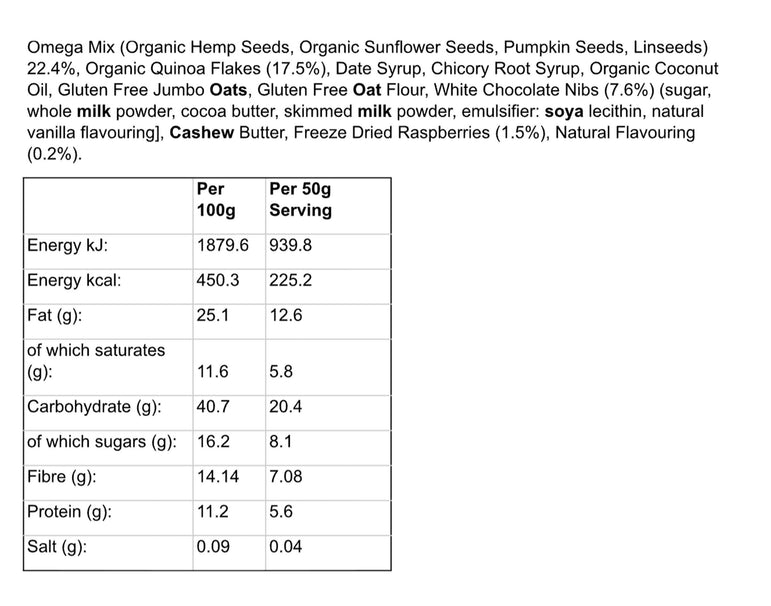 Raspberry & White Choc Gut Health Fibre Bar